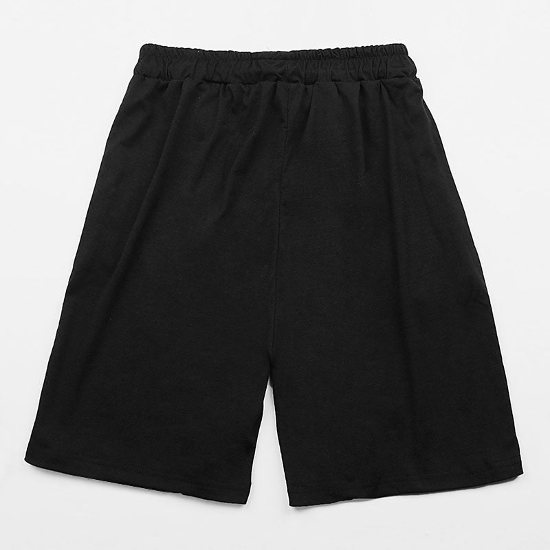 Black Printed Casual Shorts with Drawstring Waist