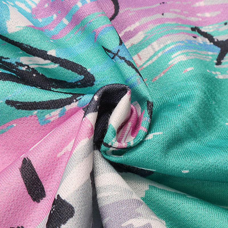 Colorful Abstract Print Loose Fit Shorts with Drawstring Waist