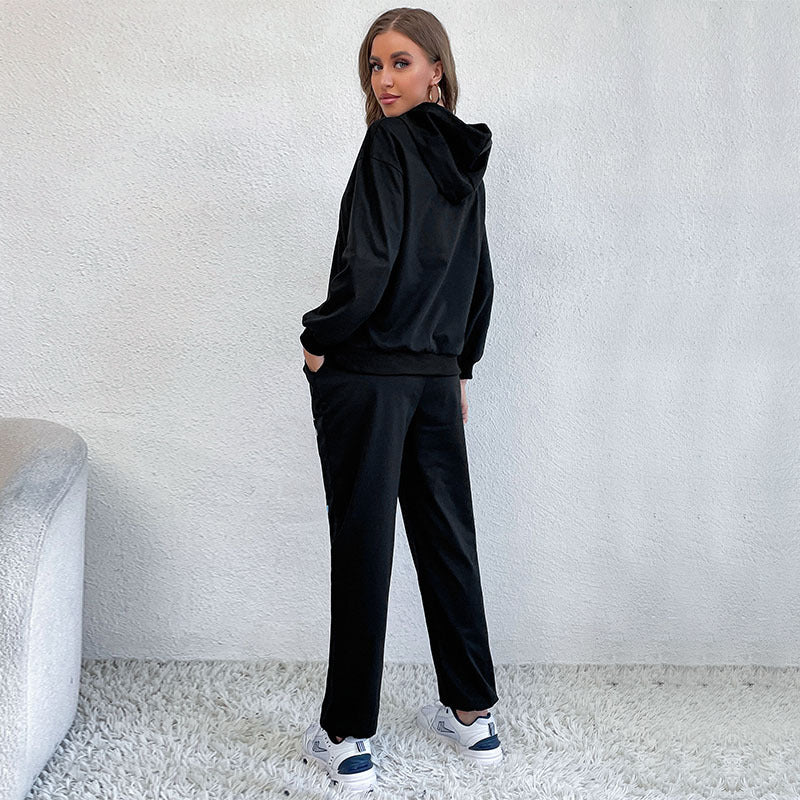 Butterfly Print Two-Piece Tracksuit with Hooded Sweatshirt