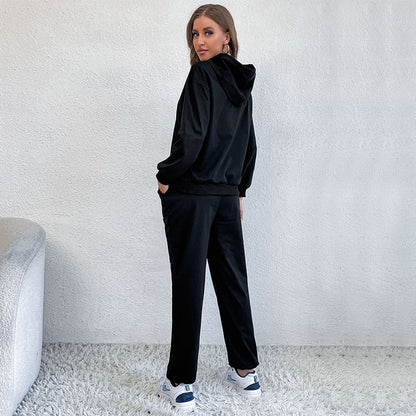 Butterfly Print Two-Piece Tracksuit with Hooded Sweatshirt