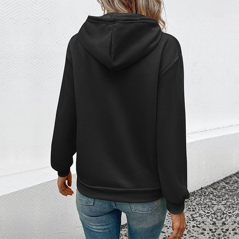 Loose Halloween Print Hoodie with Pouch Pocket