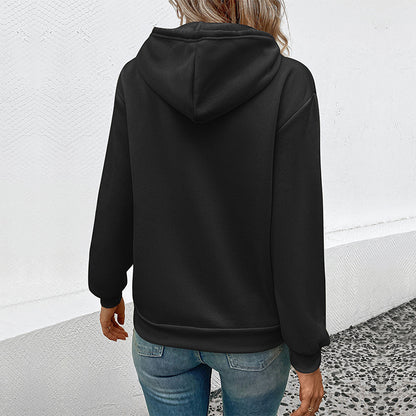 Loose Halloween Print Hoodie with Pouch Pocket