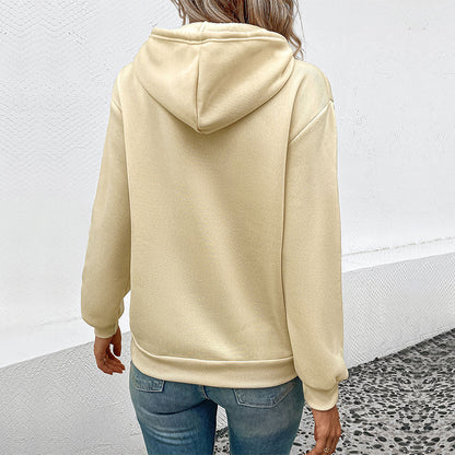 Loose Fit Solid Hoodie with Long Sleeves and Kangaroo Pocket