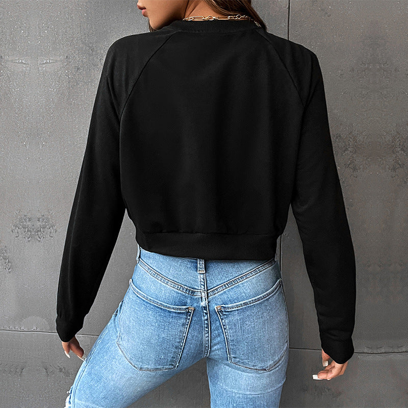 Cropped Sweatshirt with Broken Heart Graphic