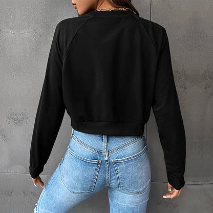 Cropped Sweatshirt with Broken Heart Graphic