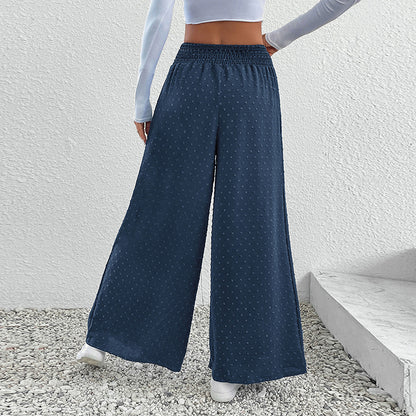Jacquard Wide-Leg Pants with Elastic Waist