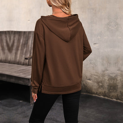Solid Color Hoodie with Drawstring and Kangaroo Pocket