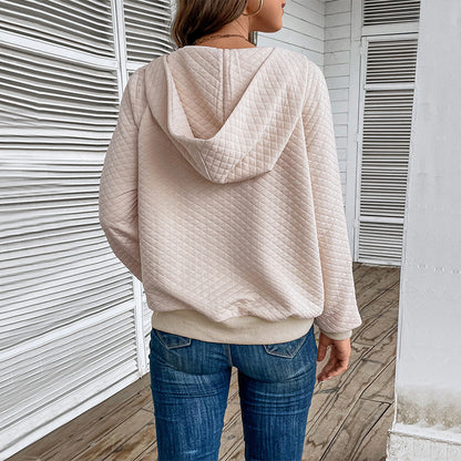 Quilted Half-Zip Hoodie with Kangaroo Pocket