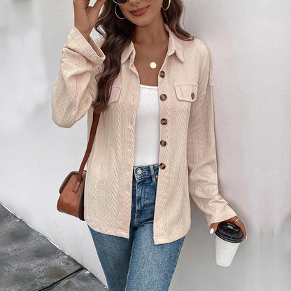 Jacquard Overshirt with Button Front and Flap Pockets