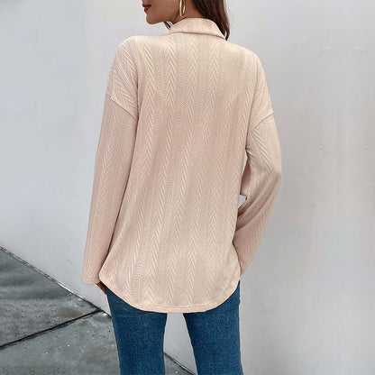 Jacquard Overshirt with Button Front and Flap Pockets