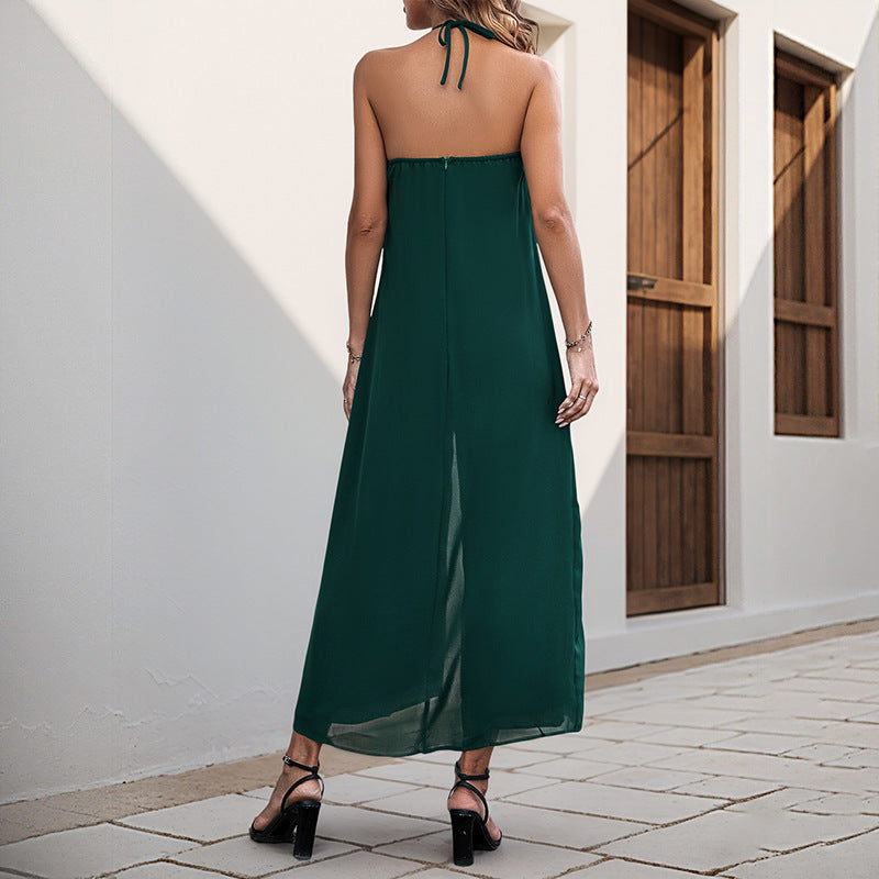 Halter Jumpsuit with High-Waist and Wide-Leg Trousers