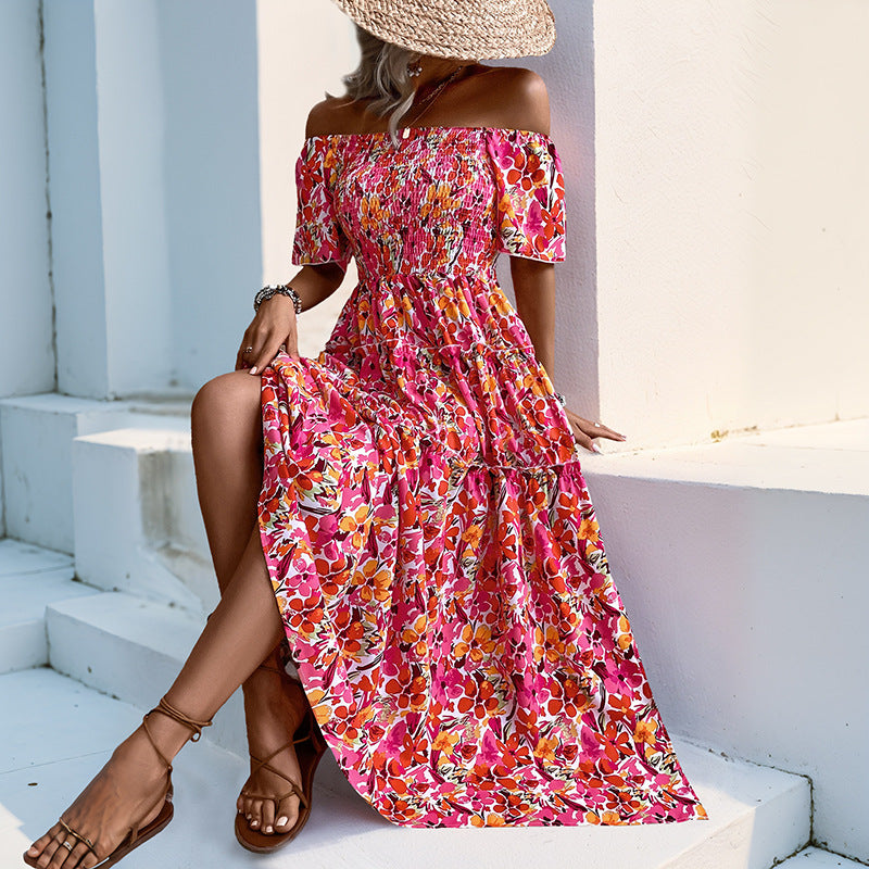 Floral Tiered Maxi Dress with Off-Shoulder and Smocked Bodice