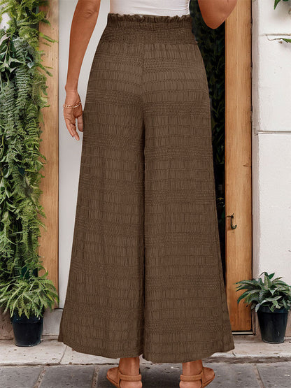 Textured Wide-Leg Pants with High Waist