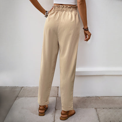 Tapered Ankle Pants with Paperbag Waist and Patch Pockets