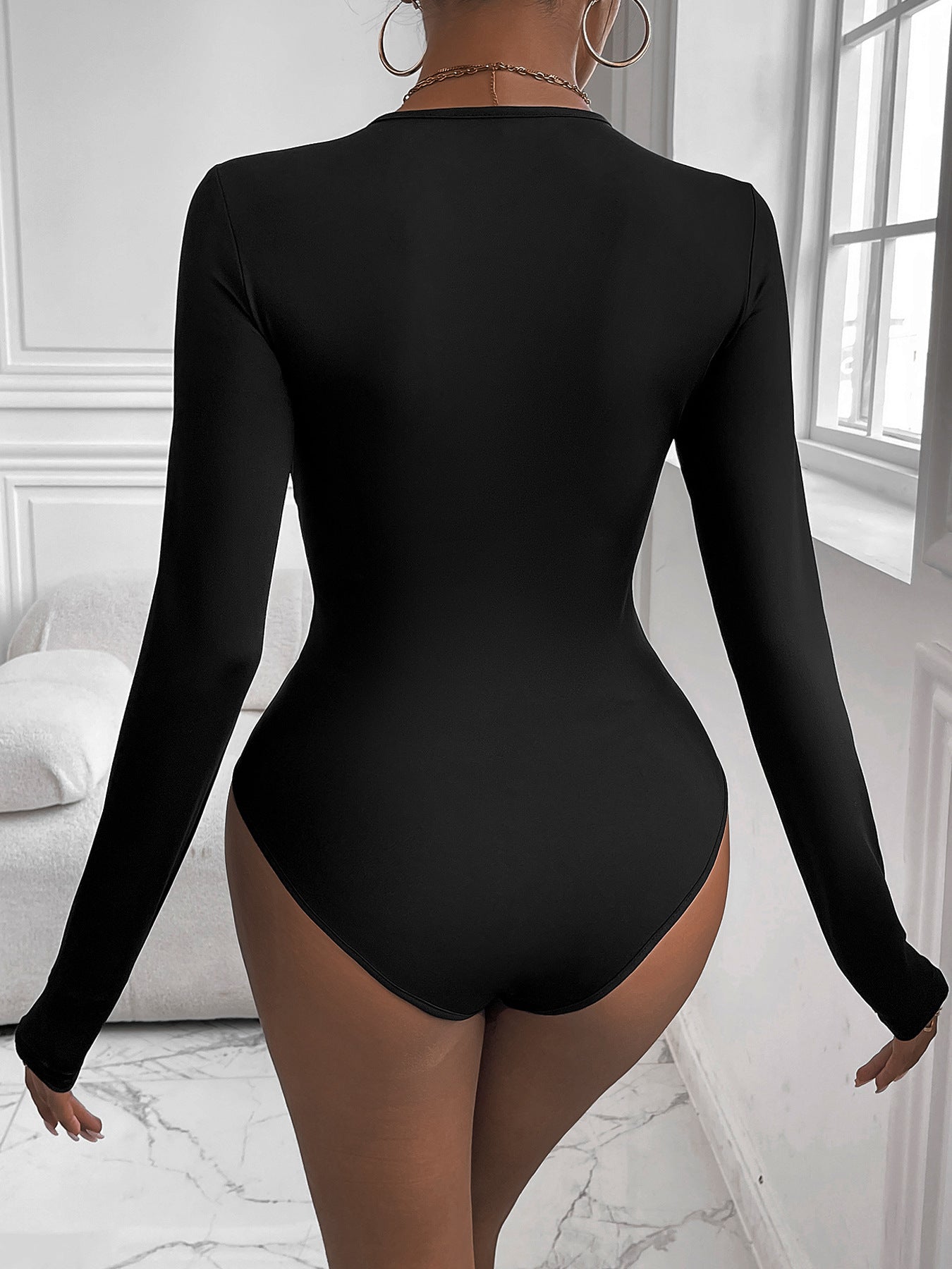Round Neck Long Sleeve Top with Twisted Front