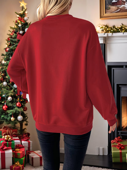 Christmas Red Love Heart Sweatshirt with Side Zippers