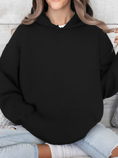 Solid Color Loose Fit Hoodie with Kangaroo Pocket