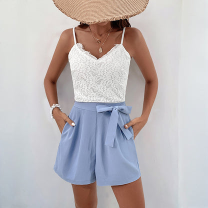 Lace Camisole & Tie-Waist Two-Piece Set