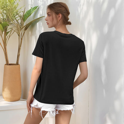 Loose Fit Round Neck T-Shirt with Cartoon Dog Print