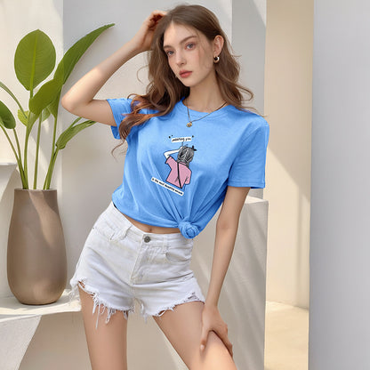 Loose Fit Cotton T-Shirt with Cartoon Print