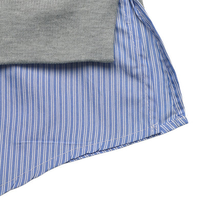 Fake Two-Piece Sweatshirt with Striped Polo Collar