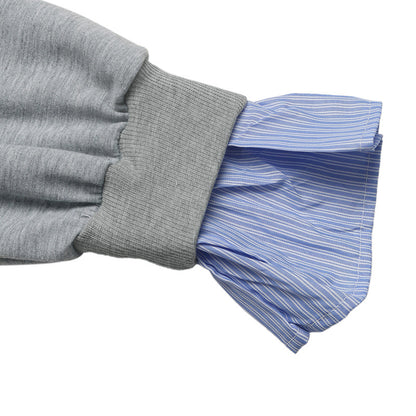 Fake Two-Piece Sweatshirt with Striped Polo Collar