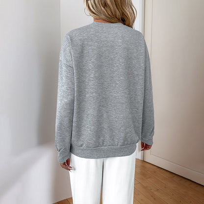 Crewneck Sweatshirt with Front Sequin V-Pattern