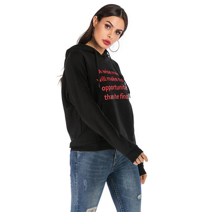 Black Oversized Hoodie with Quote Letter Print
