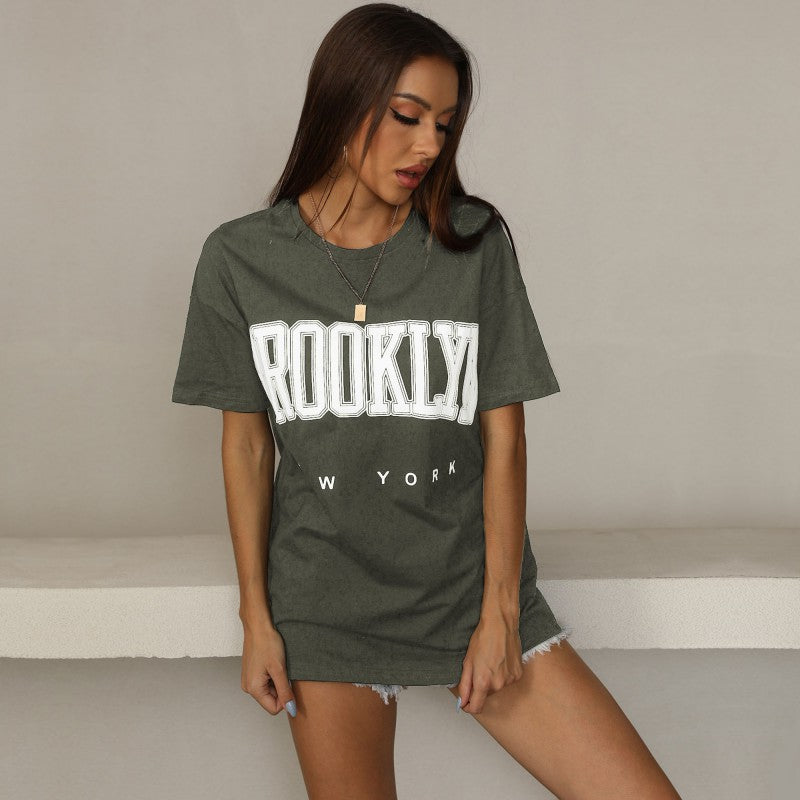 Oversized Graphic Print T-Shirt with Round Neck