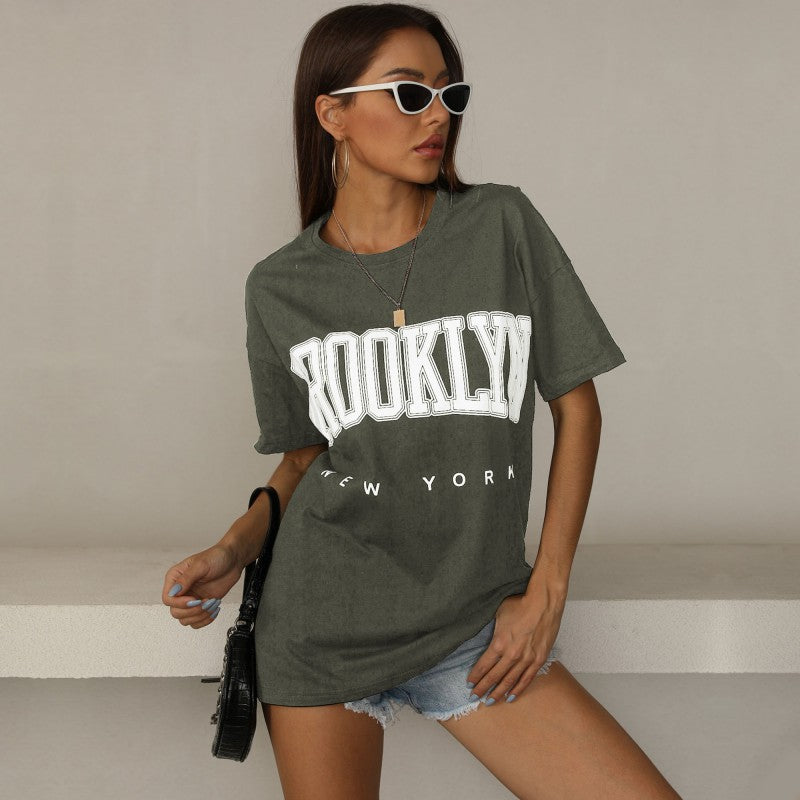 Oversized Graphic Print T-Shirt with Round Neck