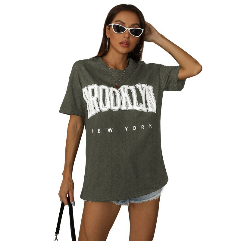 Oversized Graphic Print T-Shirt with Round Neck
