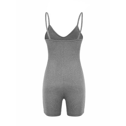 Bodycon Romper with Scoop Neck and Biker Shorts