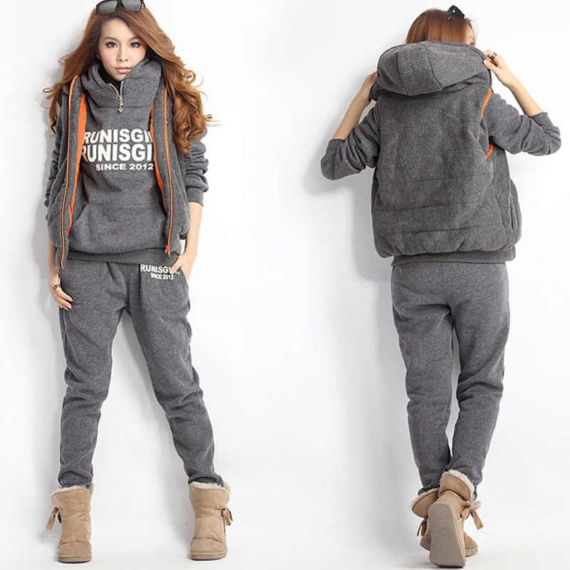 Printed Sweatsuit with Layered Hooded Top