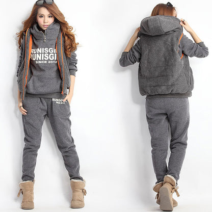Printed Sweatsuit with Layered Hooded Top