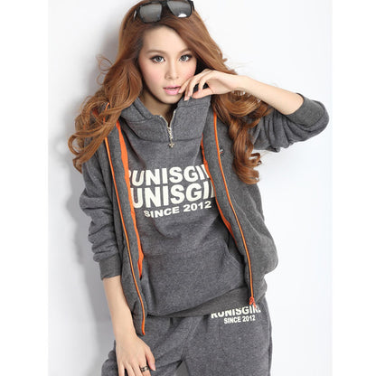 Printed Sweatsuit with Layered Hooded Top