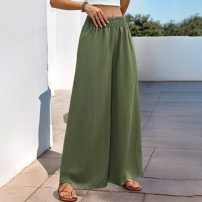 Casual Wide-Leg Trousers with High Elastic Waist