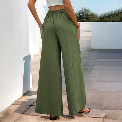 Casual Wide-Leg Trousers with High Elastic Waist