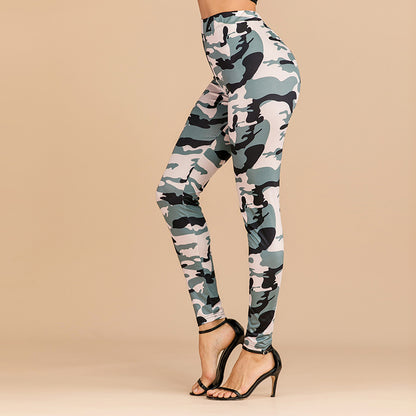Skinny Newspaper Print Leggings with High Waist