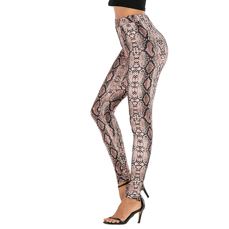 Skinny Newspaper Print Leggings with High Waist