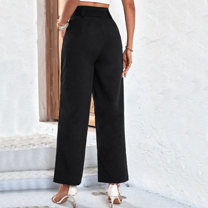 Black Cropped Wide-Leg Pants with Tie-Waist