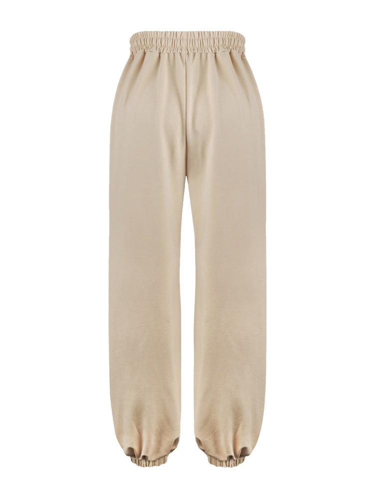 Loose Jogger Pants with Colorful Crochet Side Stripe