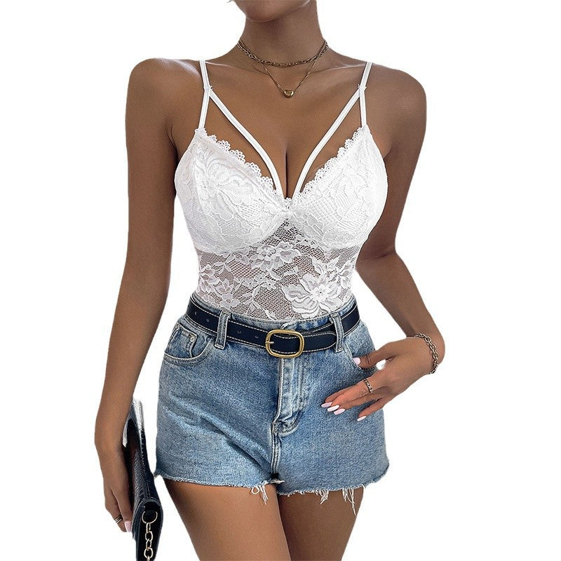 Lace Bodysuit with Strappy Bust Detail