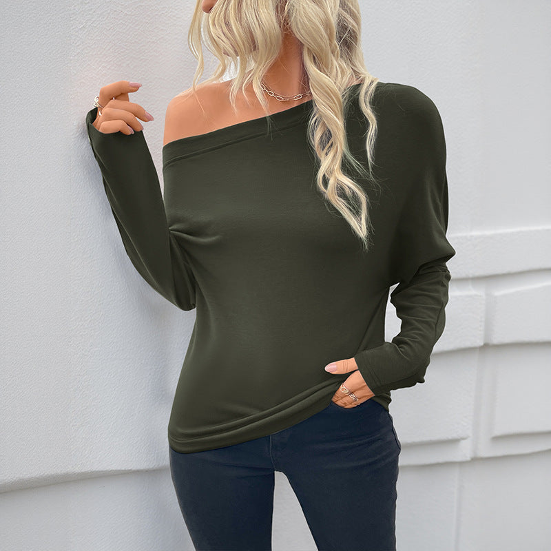 Relaxed Fit Off-Shoulder Long Sleeve Top