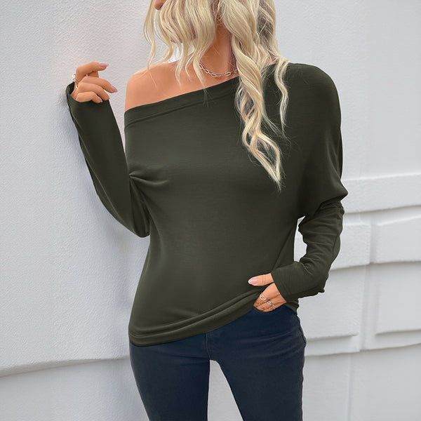 Relaxed Fit Off-Shoulder Long Sleeve Top