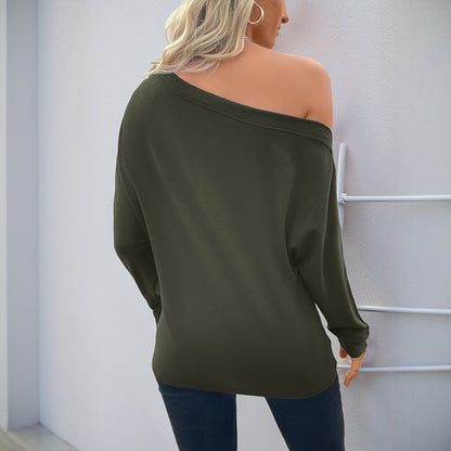 Relaxed Fit Off-Shoulder Long Sleeve Top