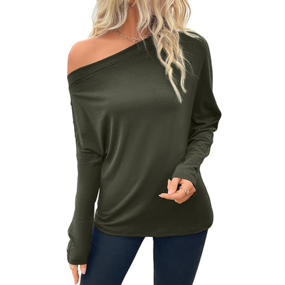 Relaxed Fit Off-Shoulder Long Sleeve Top