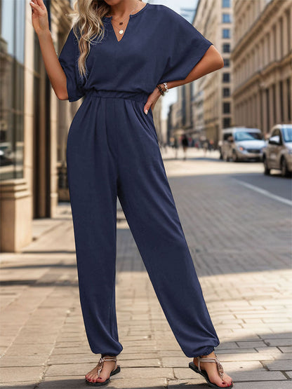 Loose Jumpsuit with Bat Sleeves and Elasticated Waist