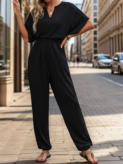 Loose Jumpsuit with Bat Sleeves and Elasticated Waist