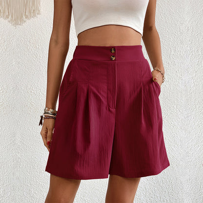 Wide-Leg High-Waist Shorts with Pleated Front