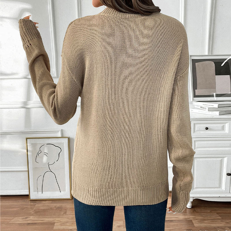 Cherry Jacquard Knitted Sweater with Round Neck and Loose Fit